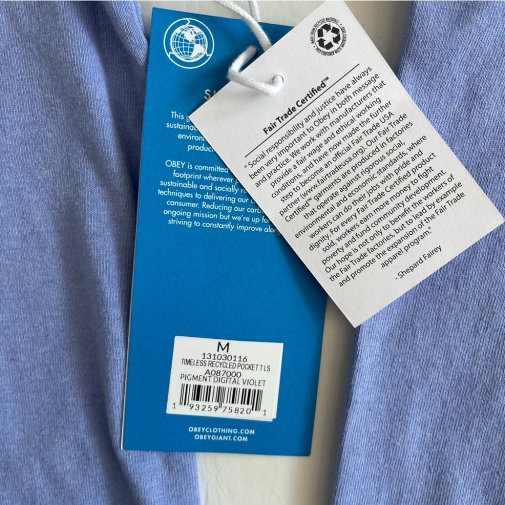 ❌SOLD❌Obey Timeless Recycled Pocket Long sleeve T-shirt Violet size Medium NWT - Picture 6 of 8